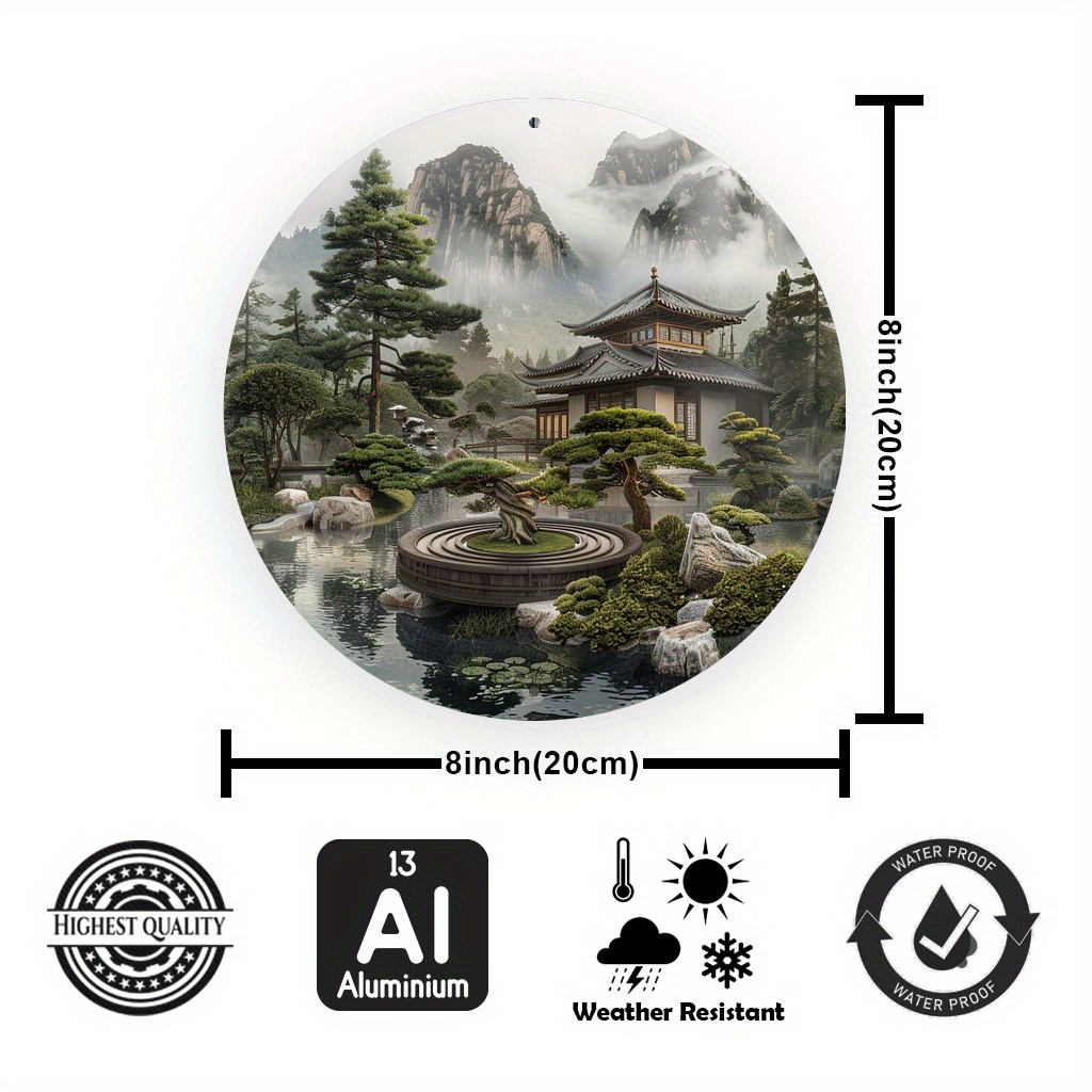 Letrero Redondo Metálico de Ja - Bonsai Tree Zen Garden reseña y precio